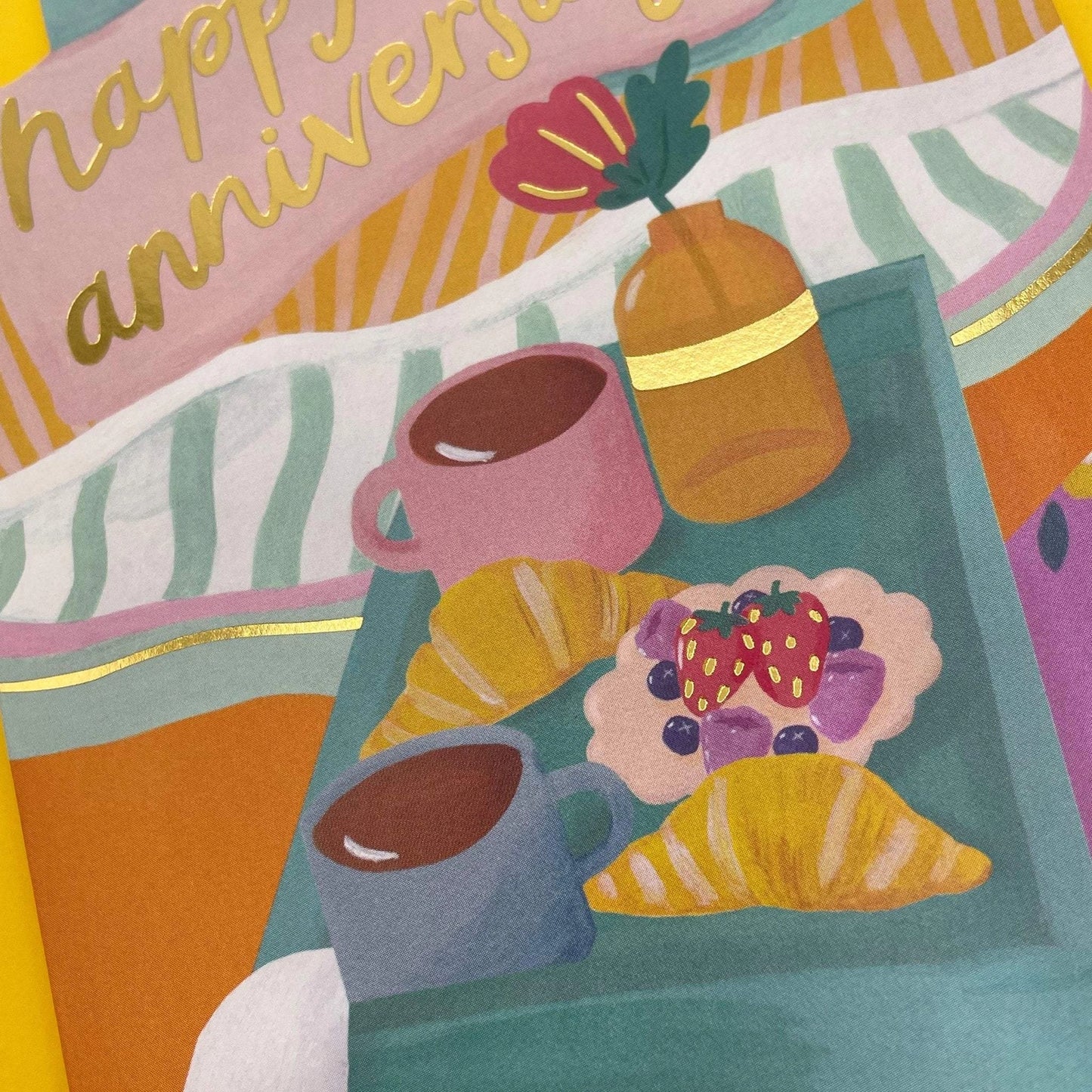 Raspberry Blossom: Anniversary Breakfast Card