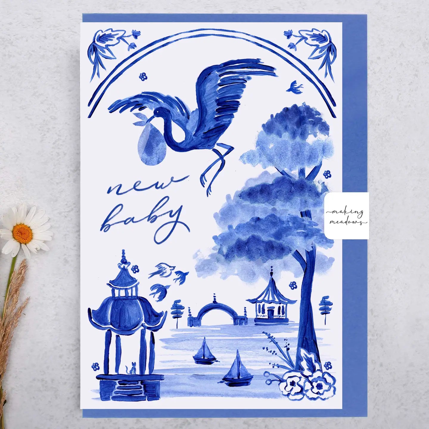 Making Meadows: New Baby Stork Greeting Card