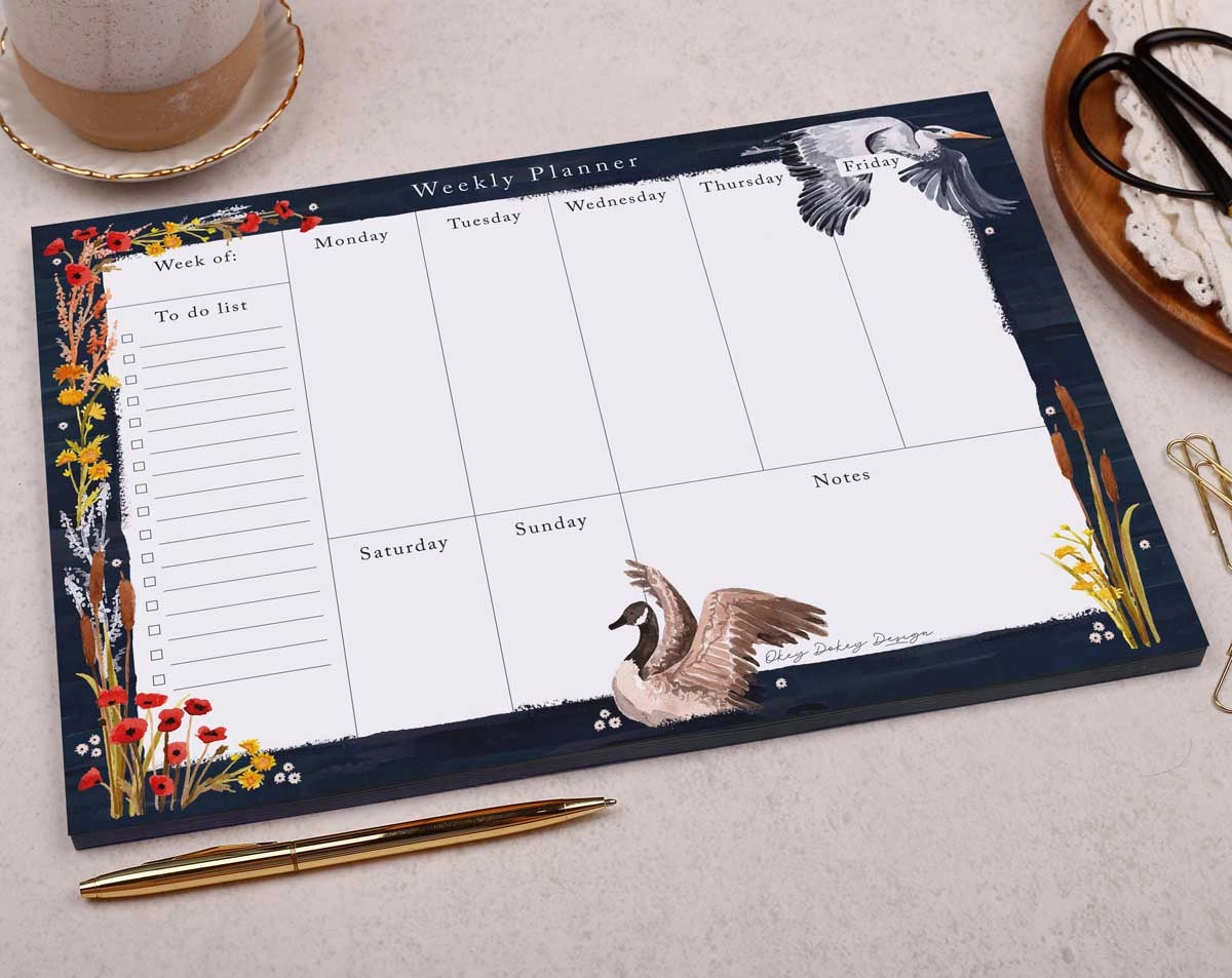 Making Meadows: Desk Pad - Weekly Planner Herons and Reeds
