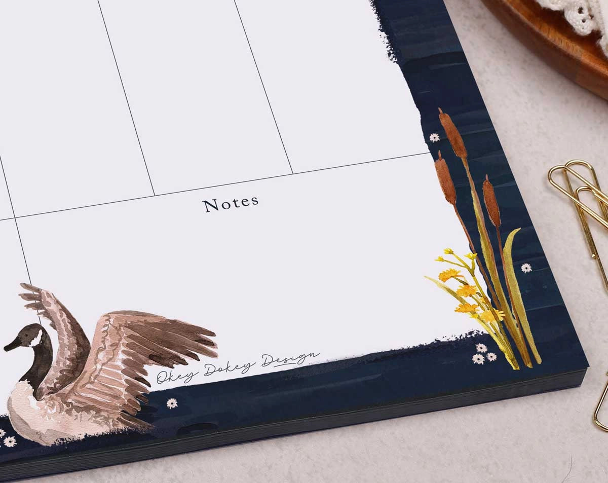 Making Meadows: Desk Pad - Weekly Planner Herons and Reeds