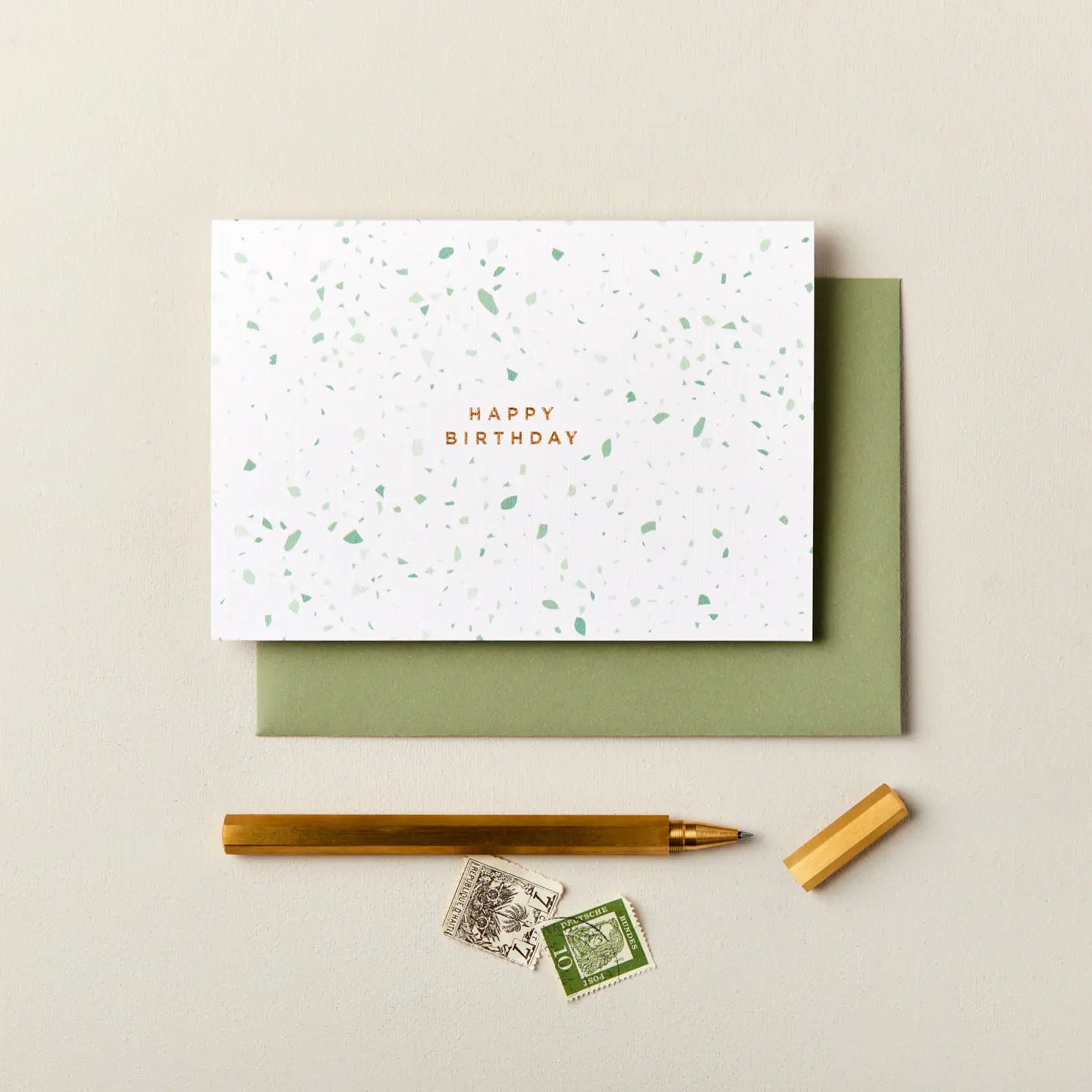 Ink & Bloom: Green Terrazzo Birthday Card
