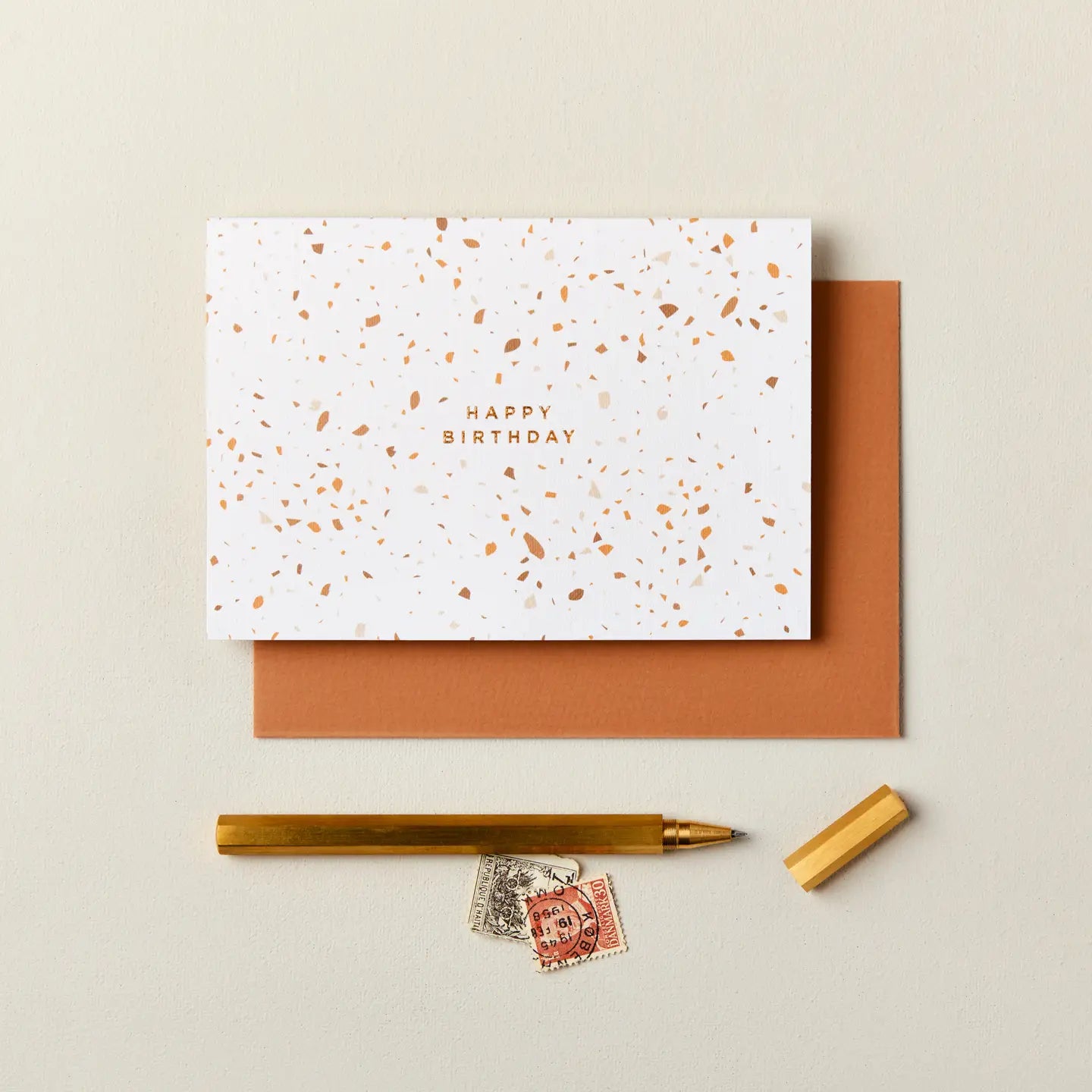 Ink & Bloom: Tan Terrazzo Birthday Card