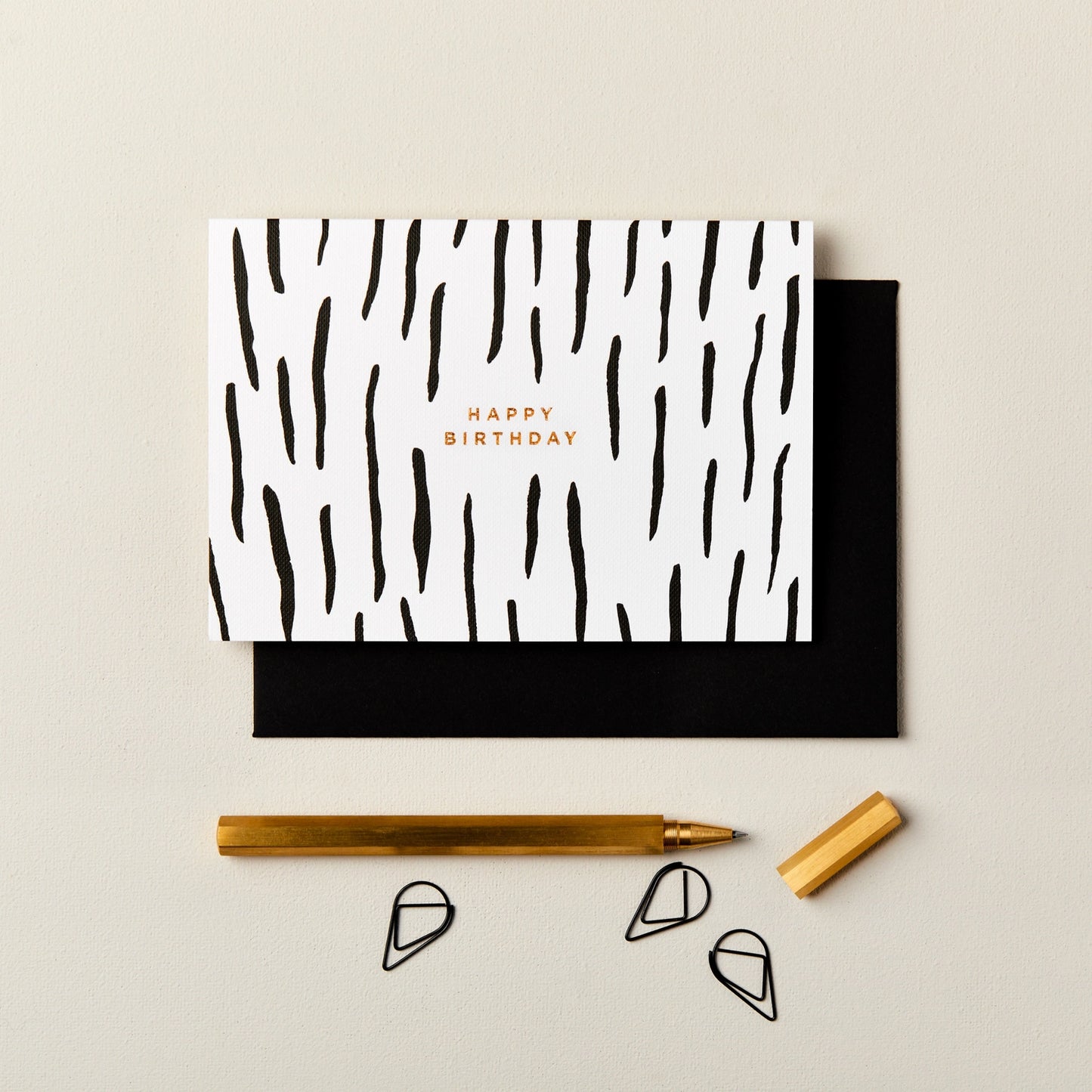 Ink & Bloom: White Zebra Happy Birthday Card