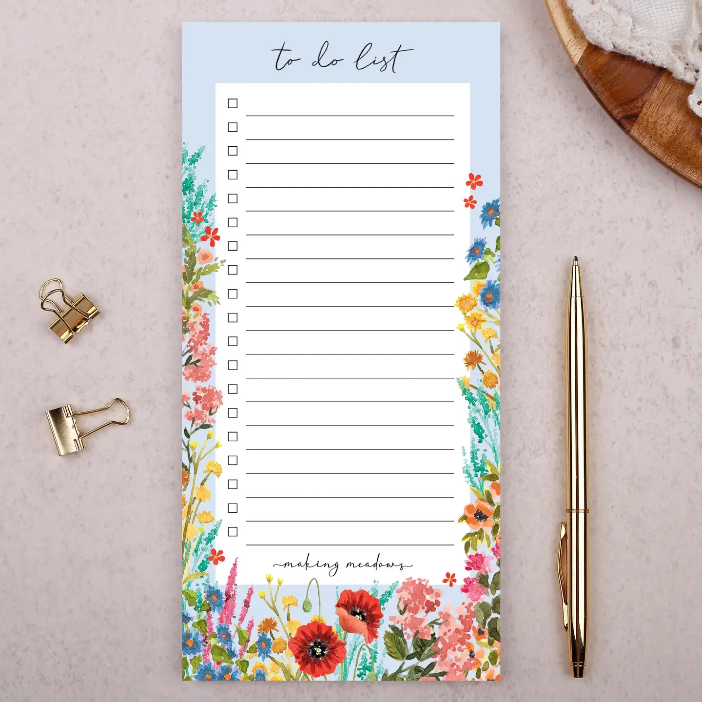 Making Meadows: To-do List Pad - Blue Watercolour Flowers