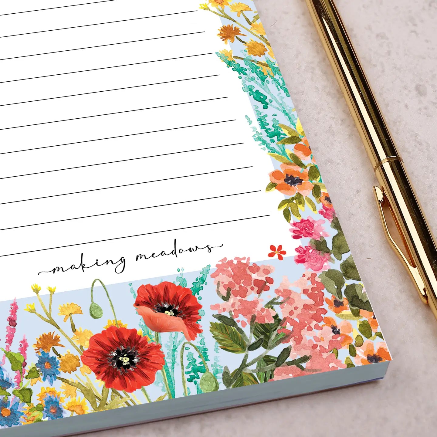 Making Meadows: To-do List Pad - Blue Watercolour Flowers