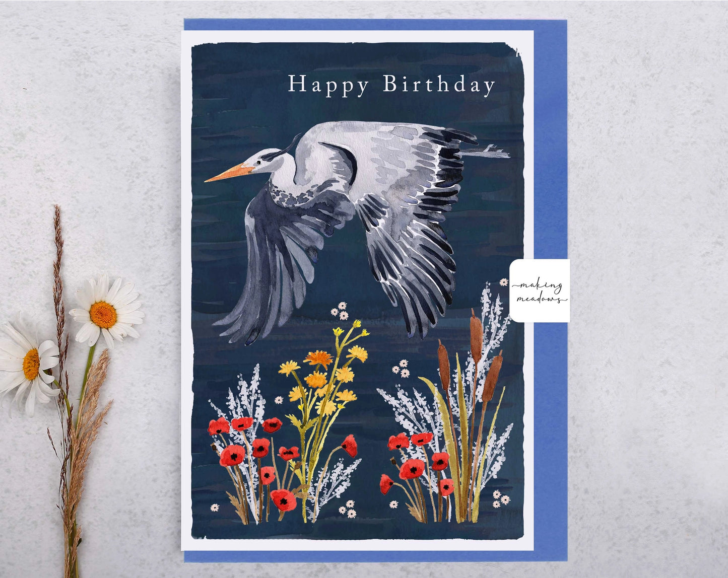 Making Meadows: Happy Birthday Heron Card