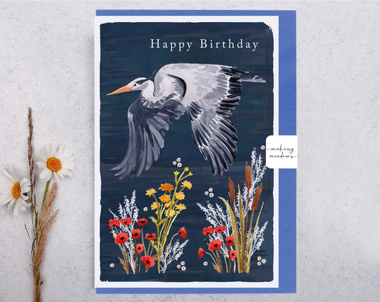 Making Meadows: Happy Birthday Heron Card