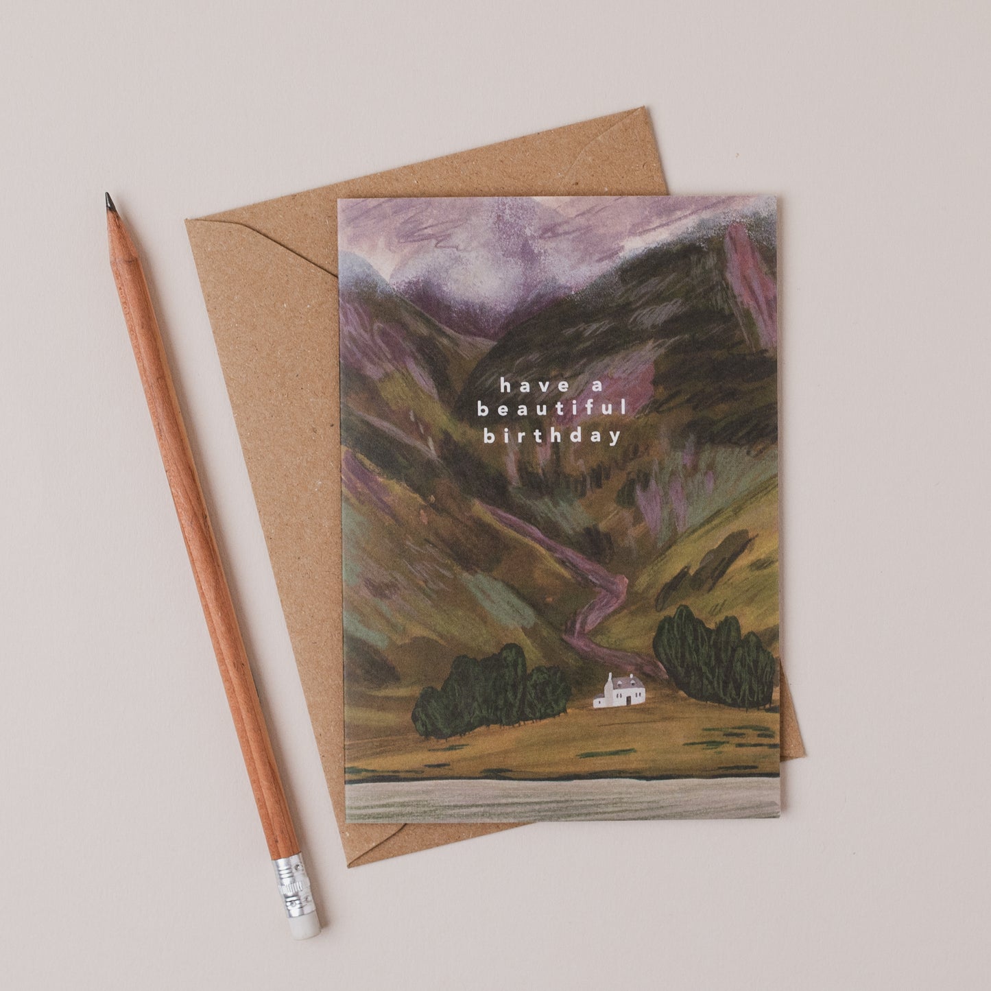 ‘Have a Beautiful Birthday’ Card: Glencoe in Late Summer, Scottish Highlands