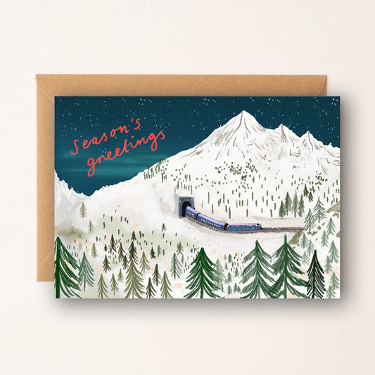 Winter Train Christmas Card
