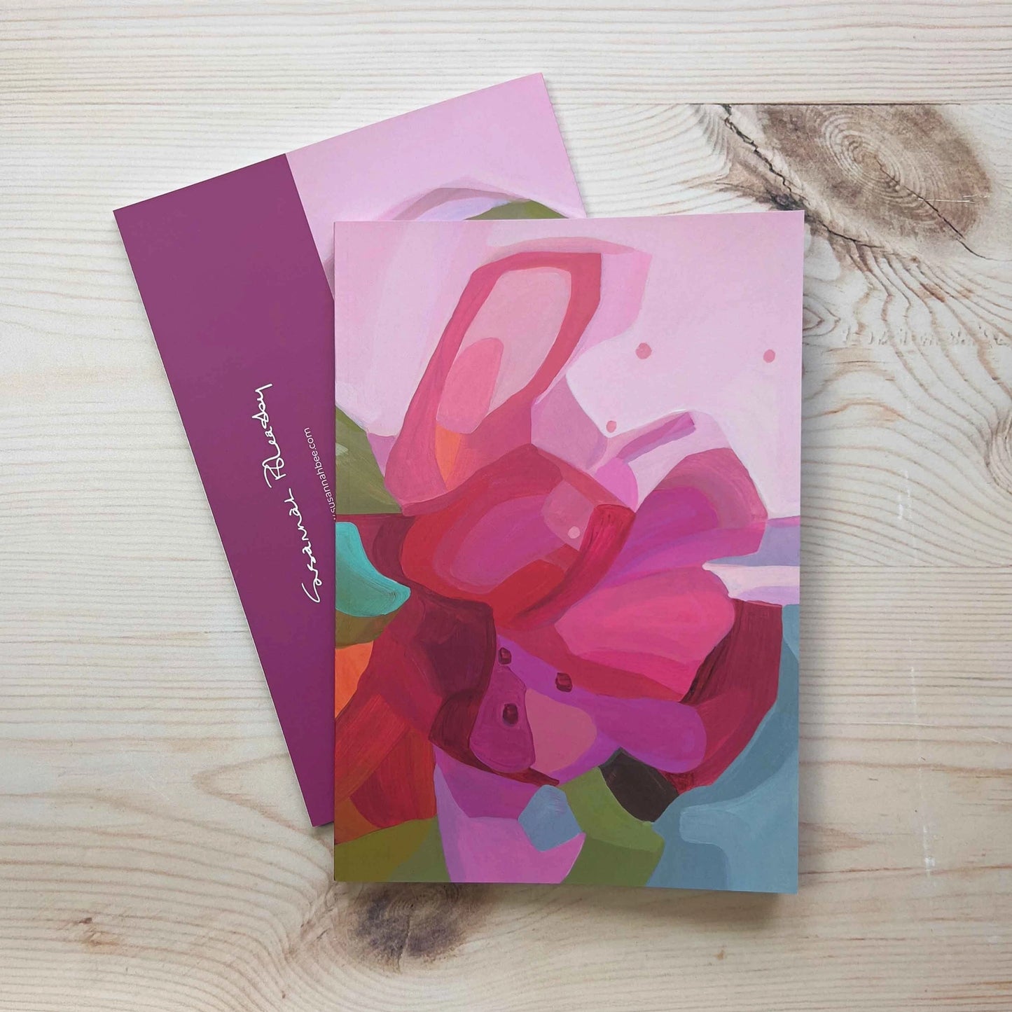 Pink Flower Slimline A5 Notebook: Susannah Bleasby Art