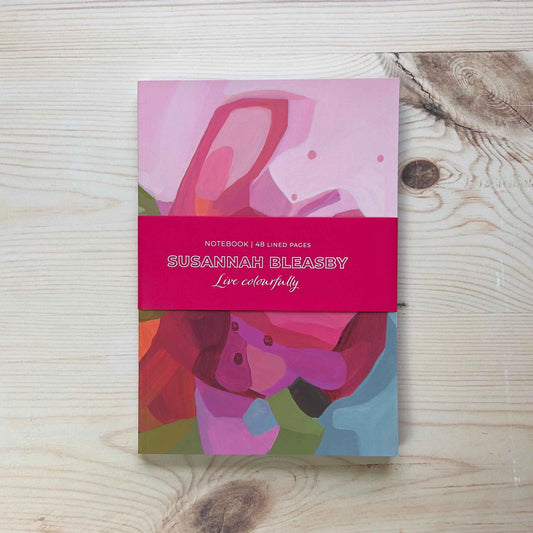Pink Flower Slimline A5 Notebook: Susannah Bleasby Art