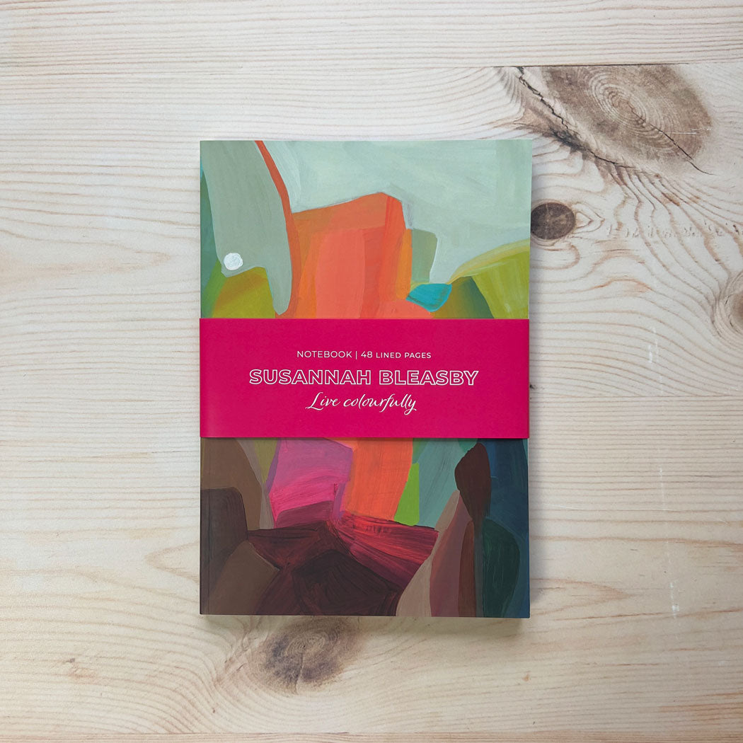 Green and Orange Slimline A5 Notebook: Susannah Bleasby Art