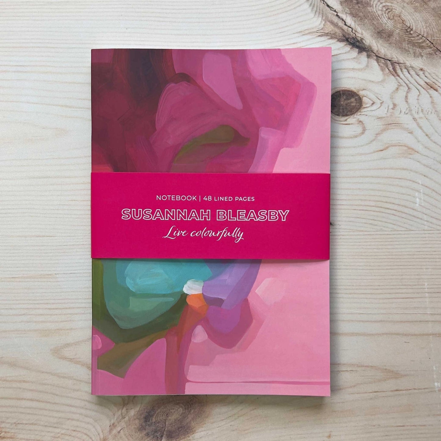 Pink Floral Slimline A5 Notebook: Susannah Bleasby Art