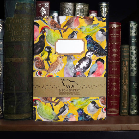 Aves Garden Birds, A5 Plain Pages Notebook: Bison Bindery
