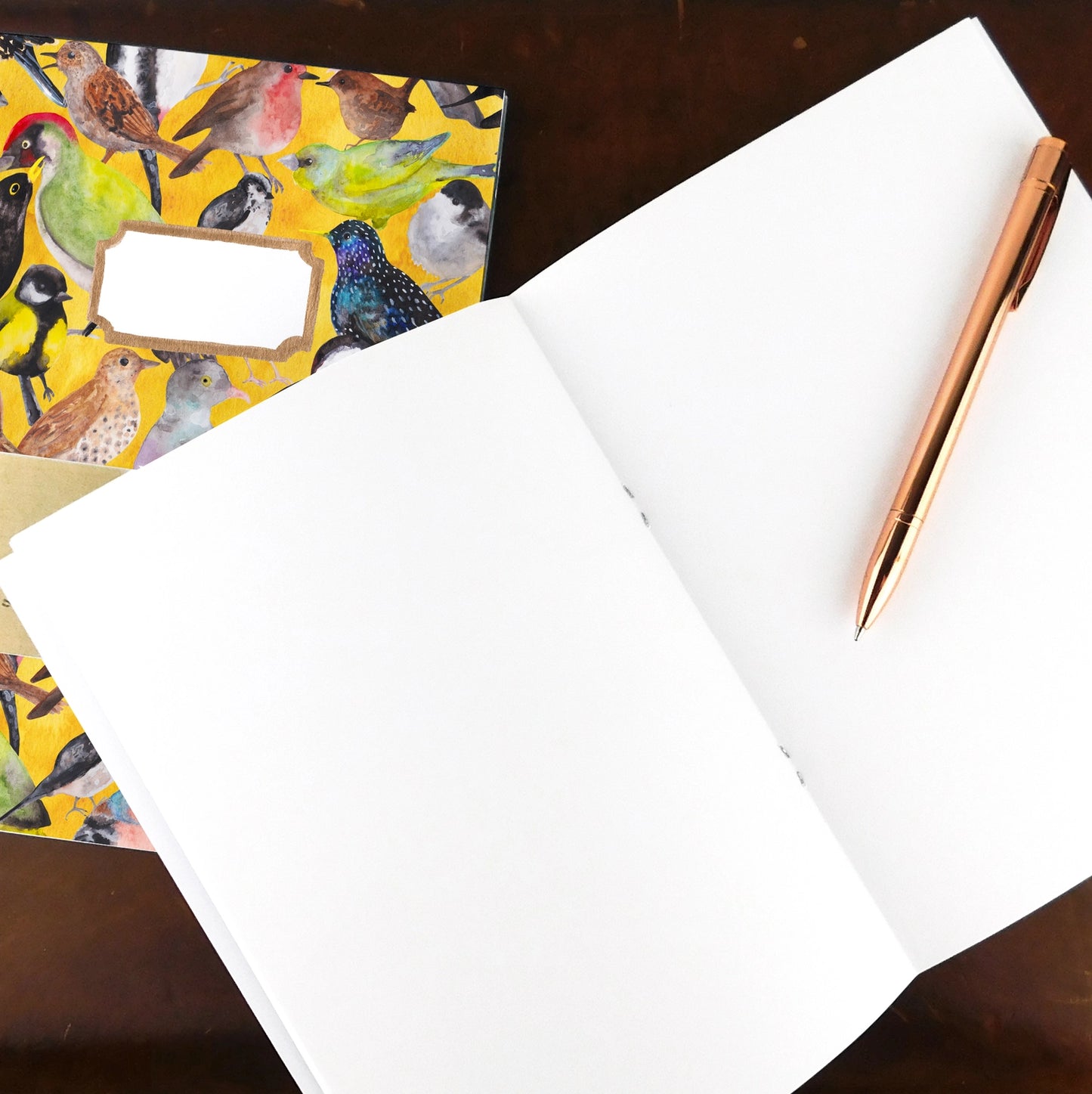 Aves Garden Birds, A5 Plain Pages Notebook: Bison Bindery