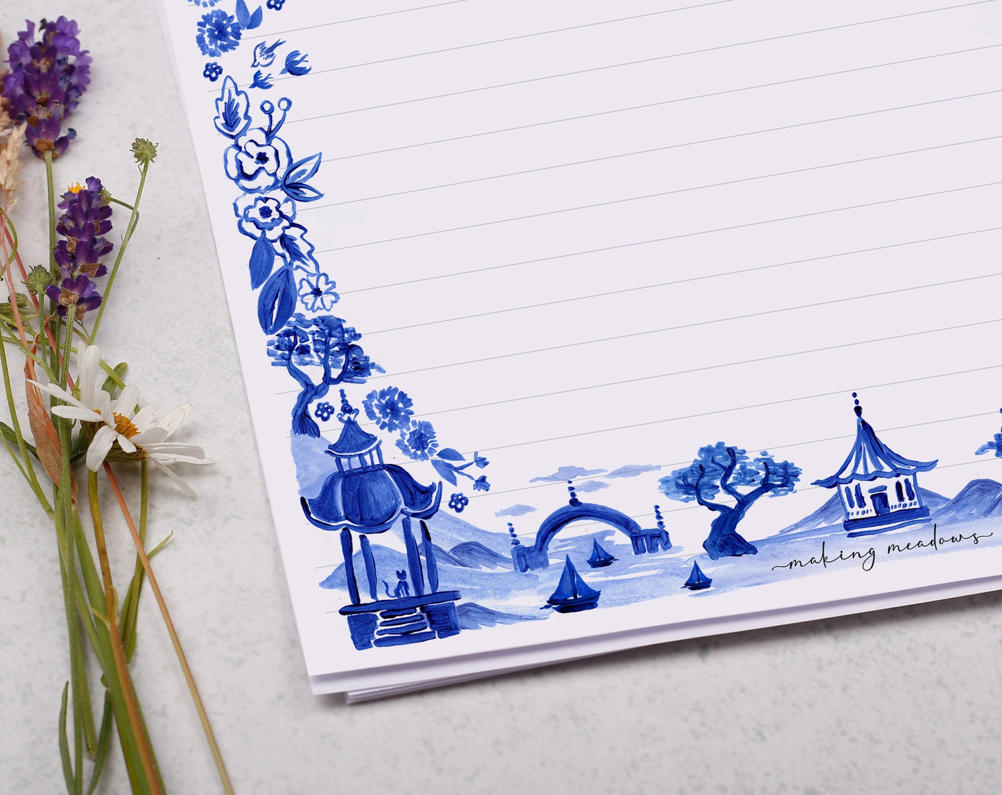 Making Meadows: A4 Letter Paper with Blue Landscape