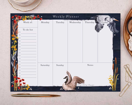 Making Meadows: Desk Pad - Weekly Planner Herons and Reeds