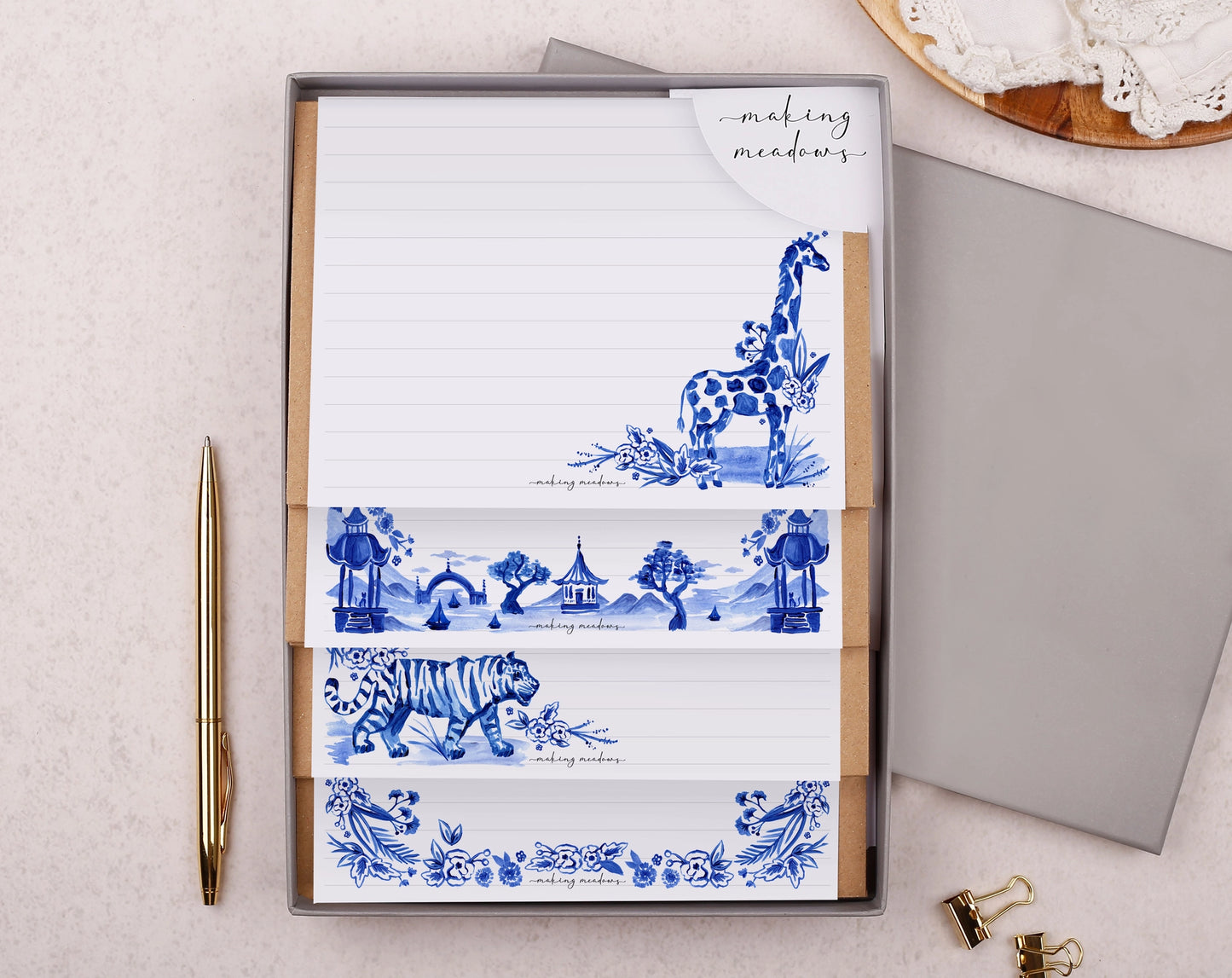 Making Meadows: Letter Writing Paper Box Set A5 Blue Floral
