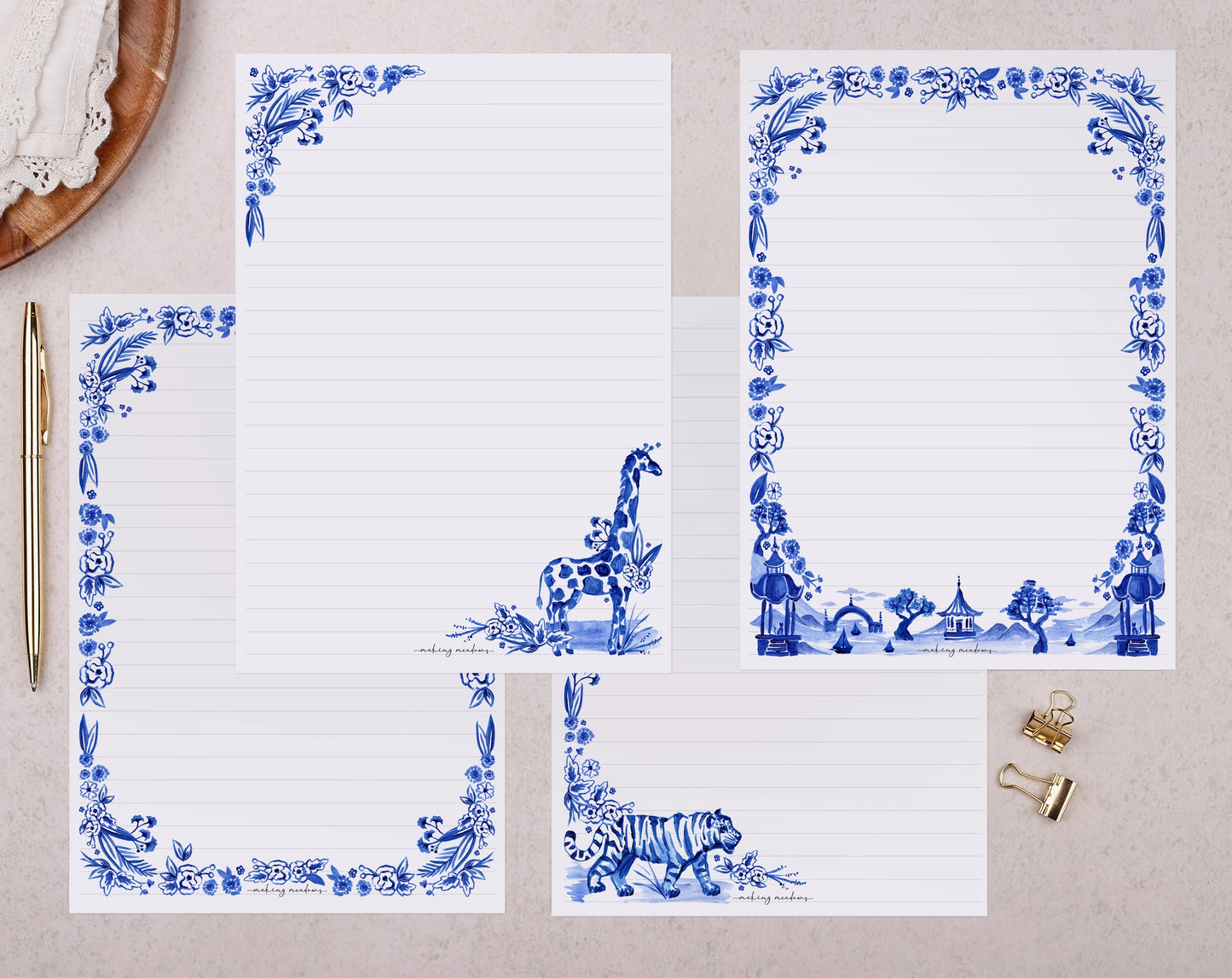 Making Meadows: Letter Writing Paper Box Set A5 Blue Floral
