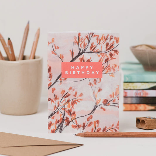 ‘Happy Birthday’ Autumn Leaves Card