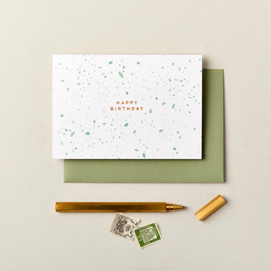 Ink & Bloom: Green Terrazzo Birthday Card