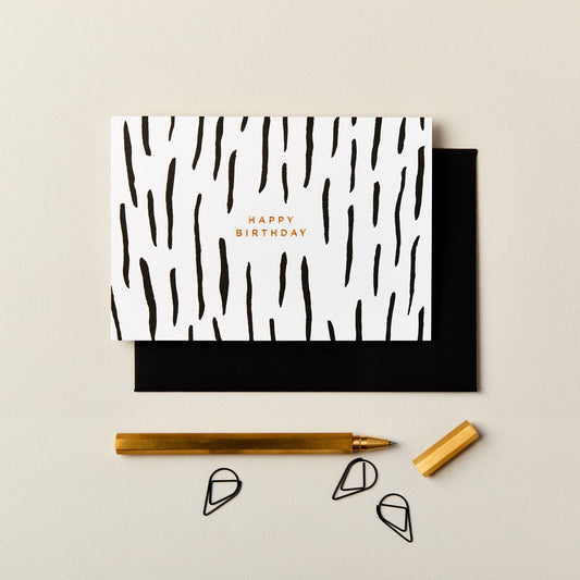 Ink & Bloom: White Zebra Happy Birthday Card