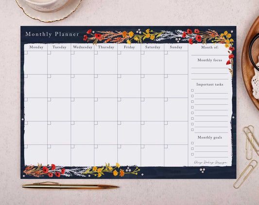 Making Meadows: A4 Monthly Planner Pad - Poppy and Reed