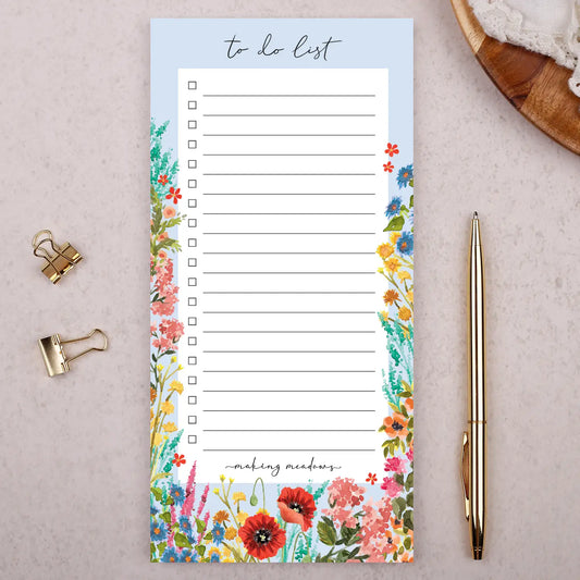 Making Meadows: To-do List Pad - Blue Watercolour Flowers
