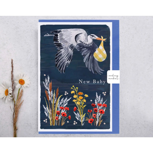 Making Meadows: New Baby Card Heron Bird