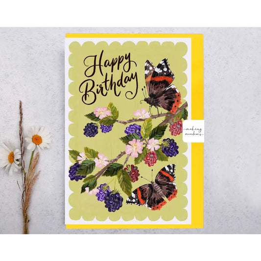 Making Meadows: Happy Birthday - Hedgerow Butterflies Greeting Card