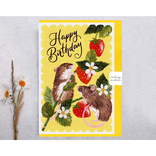 Making Meadows: Happy Birthday - Hedgerow Field Mice Card